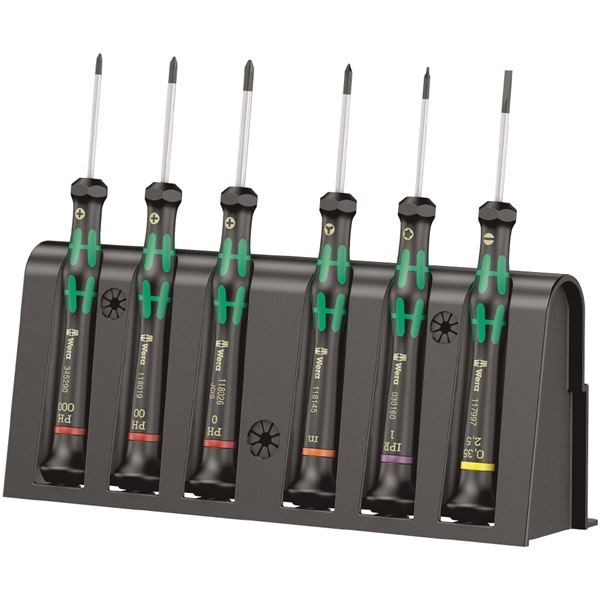 WERA ヴェラ ESD 静電気放電対策 6本組 精密ドライバーセット プラス マイナス トルクス マイクロセット 030181 工具 ツール DIY 静電気を気にせず、精密作業に最適な6本組のドライバーセット プラス、マイナス、トルクス、マイクロ対応で幅広い用途に対応 高品質なツール