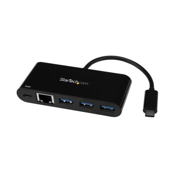 StarTech.com USB-C接続ギガビット有線LANアダプタ 3ポートUSB3.0ハブ搭載 ブラック US1GC303APD1個 黒 USB-C接続のギガビットLANアダプターにUSB3.0ハブを搭載した便利なアイテム デスク周りをスッキリさせるブラックカラーで、コンパクトなデザインも魅力 快適なネットワ