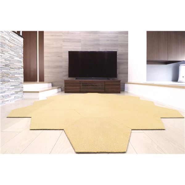 ラグタスタイルラグ タイルラグ ヘキサゴン YE 黄色 【約50×43糎／10枚仕掛ける】 黄 晴れ晴れしいな黄味がかったのヘキサゴンタイルで床を彩る新表現スタイル お御部屋が一気に晴れ晴れしいに変わります 大きさは約50×43糎で10枚仕掛ける 一風変わったのひな型で個人的特徴的な室内装飾を公演 今めかしいな位相空間
