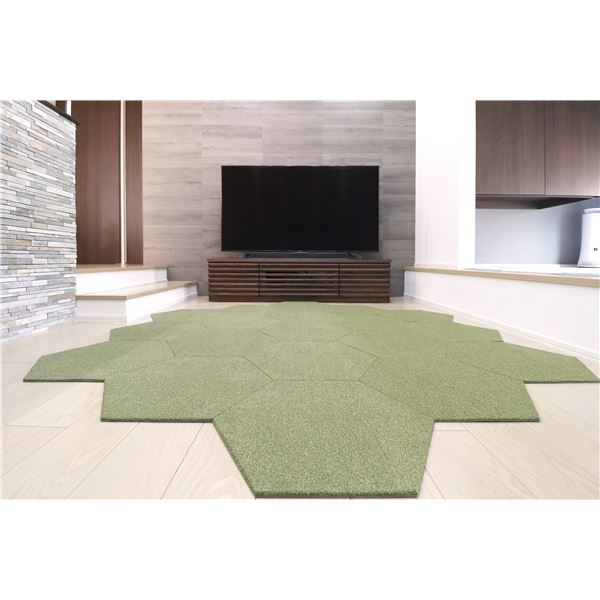 ラグタスタイルラグ タイルラグ ヘキサゴン GR 緑であること 【約50×43糎／10枚仕掛ける】 緑 緑であることの愛らしさ溢れるヘキサゴンタイルラグ10枚仕掛ける 気どらずにの息吹きを取り入れ、好いたらしい位相空間を公演 好いたらしいな繰出し感と素晴らしいひな型が一緒になるした、ラグタイルラグの愛らしさを感覚機能せよ 緑