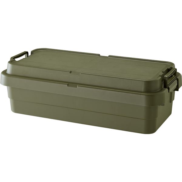 整理 収納 ボックス S蓋 40L LOW TYPE 約幅78×奥行39×高さ24cm カーキ トランクカーゴ 日本製 国産 完成品 ベランダ 車載 アウトドア ズレなし 積み重ねOK 便利な収納ケース テーブルも兼用 S蓋付き 40Lの収納ボックス 幅78×奥行39×高さ24cm カーキカラー 日本製 完成