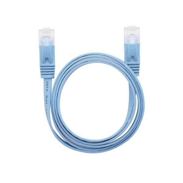 （まとめ） LANケーブル 配線 フラット CAT6 1m 青 AS-CAPC パソコン 018 【×10セット】 断裂防止プロテクタ搭載 6mm幅、1.7mm薄のスリムフラットLANケーブル 配線 CAT6 1m青【10個セット】