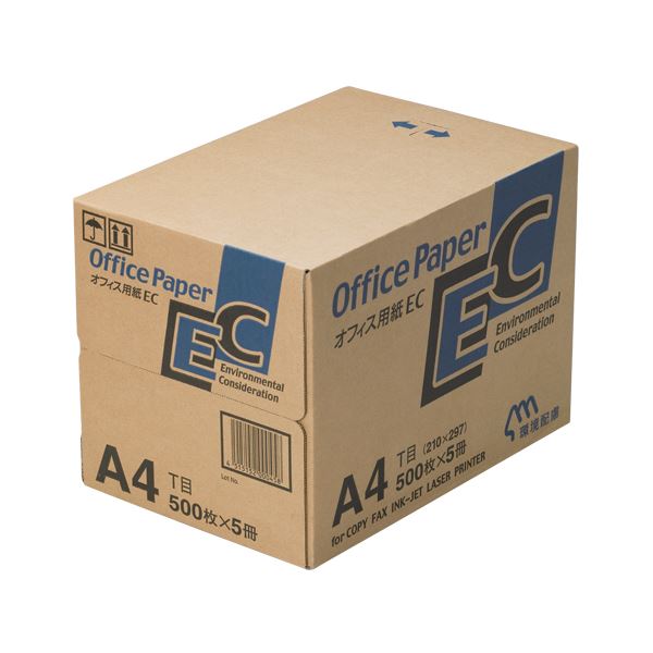 （まとめ） 日本製 国産 紙 オフィス 事務用 用紙 オフィス EC A4 500枚×5冊入 【×3セット】 環境に優しい再生紙とエコフレンドリーなパルプの絶妙な融合 日本製 国産 紙が贈るオフィス 事務用 EC A4 500枚×5冊入りのまとめセット【3セット】