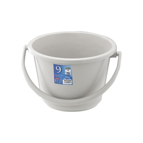 【20セット】 ポリバケツ/清掃用品 【9WB】 ライトグレー 丸型 (円形 ラウンド) 『ベルク』 〔家庭用品 掃除用品 業務用〕 あらゆる場面に対応する、シンプルで使い勝手抜群のバケツセット 掃除や清掃に最適なポリバケツ【20個セット】が、ライトグレーの丸型で登場 『ベル|夢の小屋