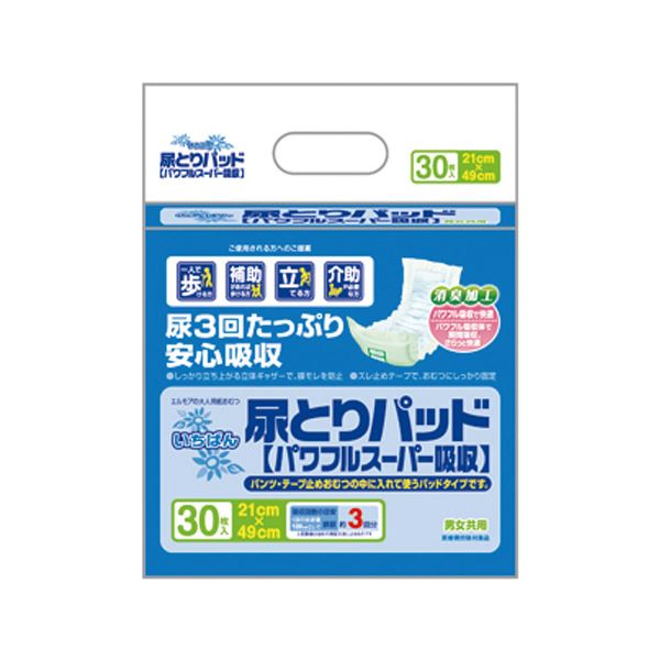 （まとめ） カミ商事 いちばん尿とりパッドパワフルスーパー30枚【×10セット】 最強吸収パッド 驚異の超強力尿取り30枚セット×10