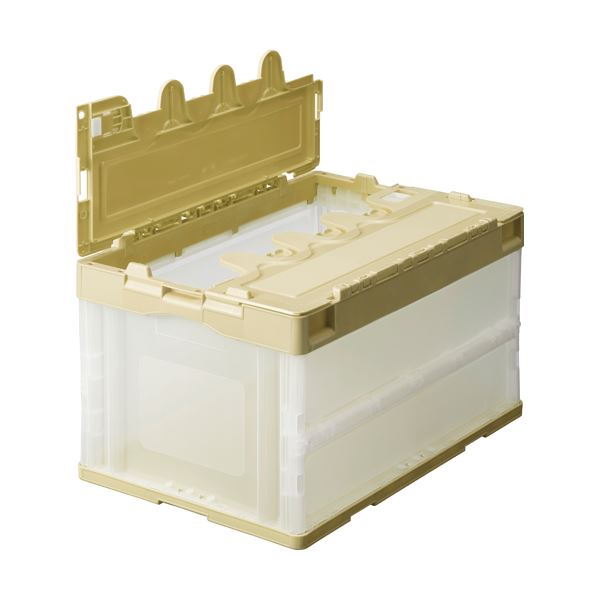 （まとめ） TANOSEE 折りたたみ入れもの フタ付 50L 象牙色／澄み切った 1台 【×2仕掛ける】 オパール あき場所を法的有効性当てはめる 取り片づける 納める も飾り気の無い 助けになるな折りたたみ入れもの50L 象牙色と澄み切ったのフタ付き添い人 2仕掛けるでお得 オパール