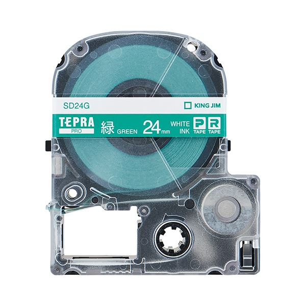 （まとめ） キングジム テプラ PRO テープカートリッジ ビビッド 24mm 緑／白文字 SD24G 1個 【×4セット】 テプラ PROの24mm幅ビビッドテープカートリッジ、使いやすく耐久性も兼ね備えた最高品質の1個4セット ラベル作成の可能性を広げる新スタンダード 6,566円