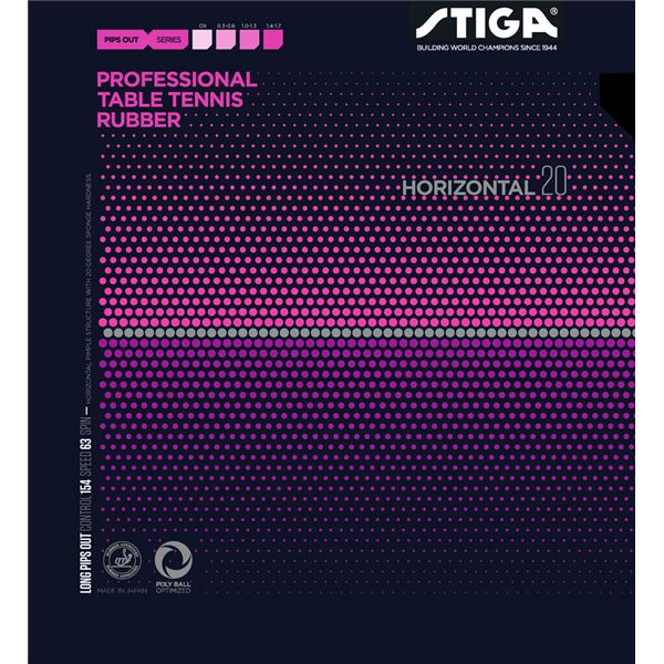 STIGA（スティガ） 粒高ラバー HORIZONTAL 20 OX（ホリゾンタル 20 OX） BLACK スポンジ無し 究極の攻撃力を誇る 無敵の粒高ラバー、ブラックホリゾンタル20OX スポンジなしでさらなるスピードとスピンを実現 驚異のパフォーマンスで勝利を掴め