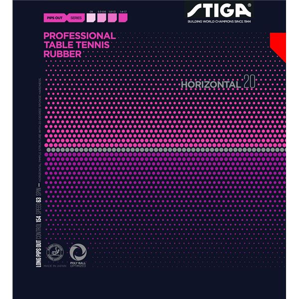 STIGA（スティガ） 粒高ラバー HORIZONTAL 20 OX（ホリゾンタル 20 OX） RED スポンジ無し 進化した粒高ラバー、究極の攻撃力 赤い無慈悲なホリゾンタル20OX、スポンジなし