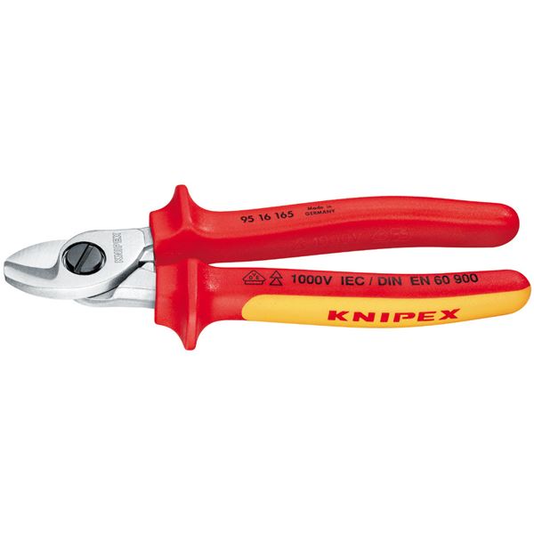 KNIPEX クニペックス 9516-165 絶縁 ケーブル 配線 カッター 1000V SB 工具 ツール DIY 作業工具 道具 電気工事のプロが選ぶ 高品質絶縁ケーブルカッター 銅やアルミの単線・複合線も簡単切断 信頼のKNIPEX（クニペックス）9516-165 安心の1000V対応 作業効率アップで時間