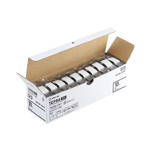 キングジム PROテープ エコパック 白ラベル 18mm 10個入 SS18K-10PN 使い方次第で、より便利で魅力的なキングジムのプロテープエコパック 多目的に活躍する18mmの白ラベルを10個セットでお届けします 目的に合わせて使い分けて、より美しく、より便利に