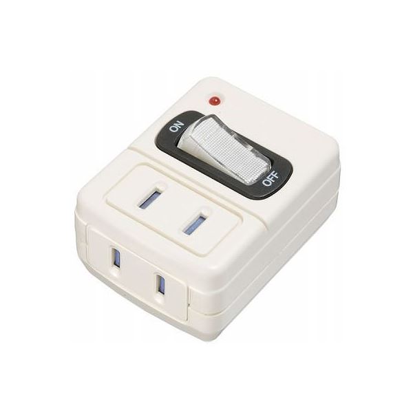(まとめ)YAZAWA 雷ガード付省エネタップ Y02FUSK210WH【×5セット】 コードを抜かずに簡単ON/OFF 省エネタップで雷からも守る コンパクトサイズのスイッチが便利
