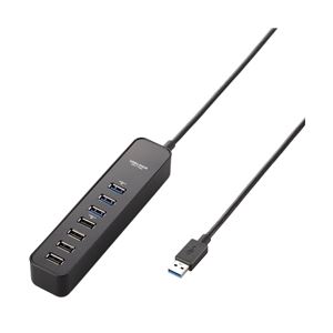 USB3.0ハブ/マグネット付/セルフパワー・バスパワー共用/7ポート/ブラック U3H-T706SBK 黒 マグネット搭載のUSB3.0ハブで、セルフパワーとバスパワーの両方に対応 7つのポートを備えたブラックカラーの便利なアイテム、U3H-T706SBK 黒|夢の小屋