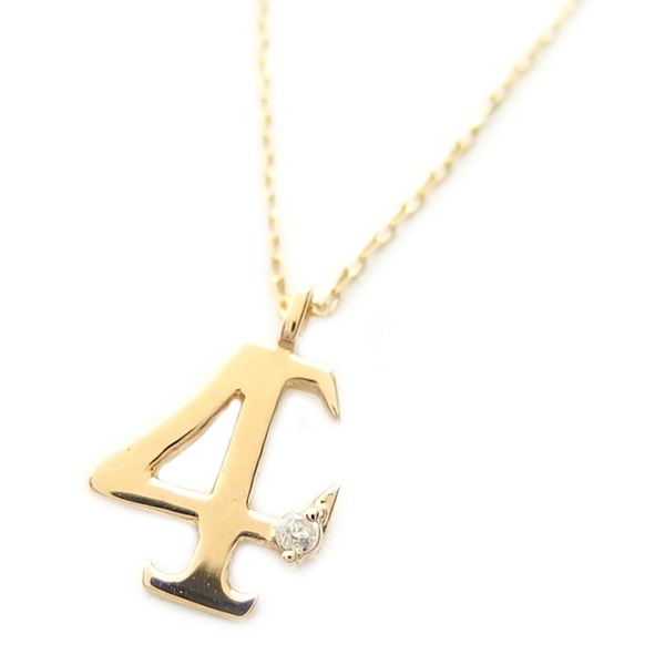 ナンバー ネックレス ダイヤモンド ネックレス 一粒 0.01ct K18 ゴールド 数字 4 ダイヤネックレス ペンダント 輝く数字の魅力、K18ゴールドの一粒ダイヤモンドが輝くナンバーペンダント