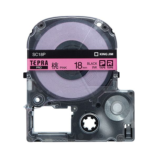 （まとめ） キングジム テプラ PRO テープカートリッジ パステル 18mm ピンク／黒文字 SC18P 1個 【×4セット】 鮮やかなパステルピンクで、あなたのラベル作りを彩る テプラ PRO 18mmテープカートリッジ、登場