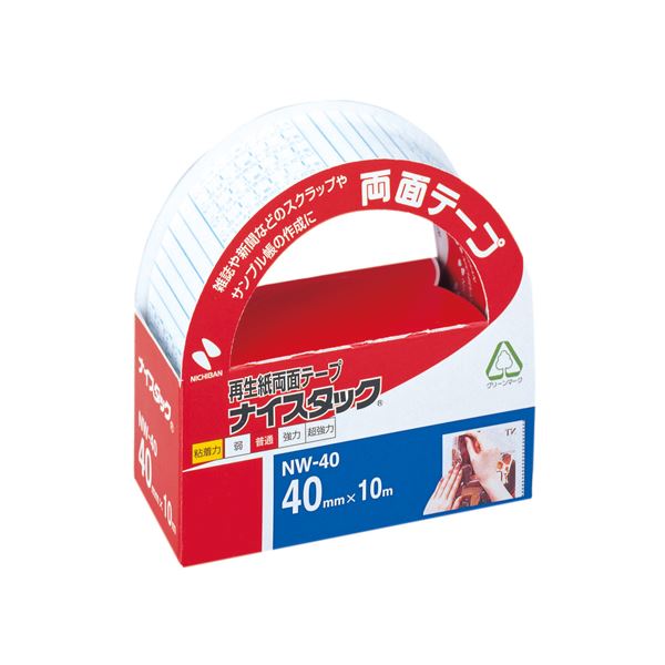 (まとめ) ニチバン ナイスタック 再生紙両面テープ 大巻 40mm×10m NW-40 1巻 【×10セット】 再生紙の力でしっかりと接着 大容量 大型 40mm×10mの両面テープが10巻セットでお得 ニチバンのナイスタックがあなたの接着作業をサポートします