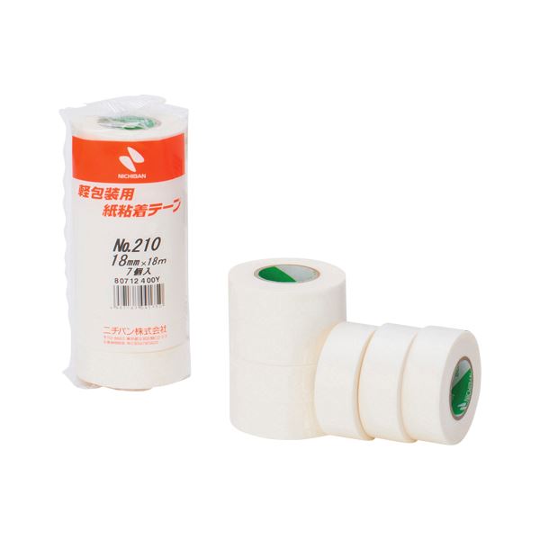 （まとめ） ニチバン 軽包装用 紙粘着テープ NO.210 18mm 7個入 【×10セット】 手で簡単に切れる和紙素材で、軽量包装や一時的な固定に最適 （まとめ）ニチバンの便利な紙粘着テープNO.210 18mm、7個セット×10でお得にご提供 7,841円