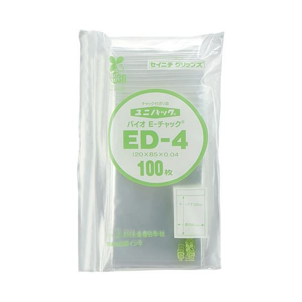 （まとめ）セイニチ ユニパック バイオ ファスナー付 ヨコ85×タテ120×奥ふかさ0.04粍 ED-4 1容器に並べる（100枚） 【×10書き割り】 大地にもの柔らかエコな此れからへ 重油切り詰める＆CO2引き下げの大変革 セイニチ バイオファスナー付き添い人ユニパック、大いさはヨコ85×タテ120×奥ふかさ0.04粍、1容器に並べるに100枚