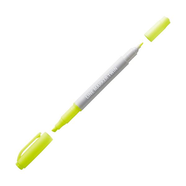 （まとめ） TANOSEE 蛍光マーカーツインタイプ（キャップ式） イエロー 1本 【×100セット】 黄 鮮やかな発色で目を引く 2倍楽しめる蛍光マーカー、キャップ式ツインタイプ イエロー1本×100セットでお得にGET 黄