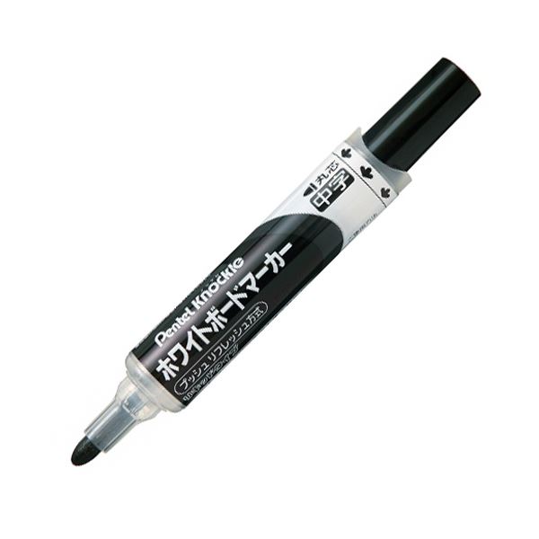 (まとめ) ぺんてる ホワイトボードマーカー ノックル 中字丸芯 黒 EMWLM-A 1本 【×50セット】 白 直液タイプのホワイトボードマーカー、50セットまとめて 書きやすく消しやすい中字丸芯、黒色 プレゼンやメモ作りに最適な高品質な1本 耐久性と使いやすさを兼ね備えた決定