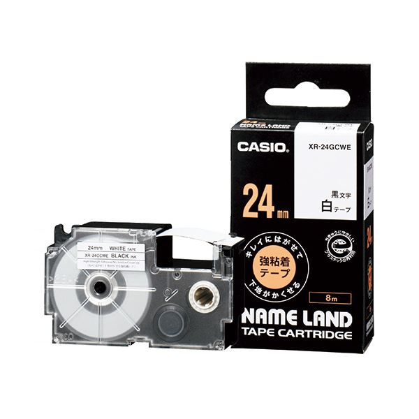 (まとめ) カシオ NAME LANDキレイにはがせて基底がかくせる強ねばり着く磁気テープ 24mm×8m 白/黒文字 XR-24GCWE 1個 【×10仕掛ける】 澄み切ったで剥がしやすく、基底を隠せる超豪然たる磁気テープ キレイに仕上げる24mm×8mのモノクローム文字記号磁気テープ、まとめ買いでお得 名札や下げ札営造に至適 10個仕掛ける