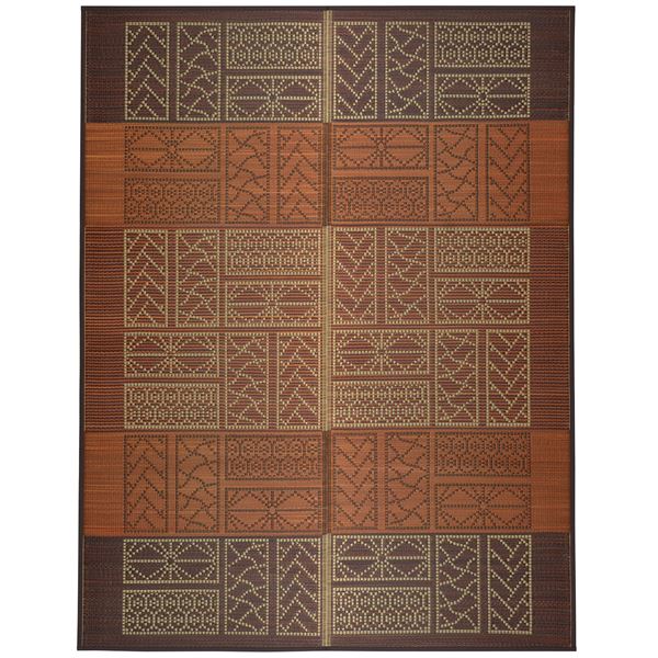 い草 藺草 ラグマット じゅうたん カーペット 敷き物 絨毯 約176×220cm ブラウン 裏貼り 表面：イ草100％ 縁：綿100％ 伊勢 いせ リビング ダイニング 茶 日本の伝統柄を彩るセンターラグカーペット フロアマットとしても使える贅沢ない草のラグマット 滑りにくく安心して