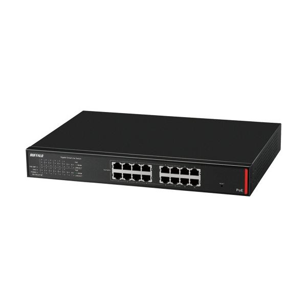 緩衝装置置き目 法人向け Giga相応うPoE Layer2 かっこ良いLite取り替えっこ 16界面 黒いこと BS-GSL2016P 1台 黒 網状組織打ち立てるの能力のある性を広げる 高速道路PoE給電取り替えっこで楽になることのVLAN相応う 16界面のかっこ良いLite取り替えっこで商行為を加速度 黒いこと色つやで今めかしいなデザイ