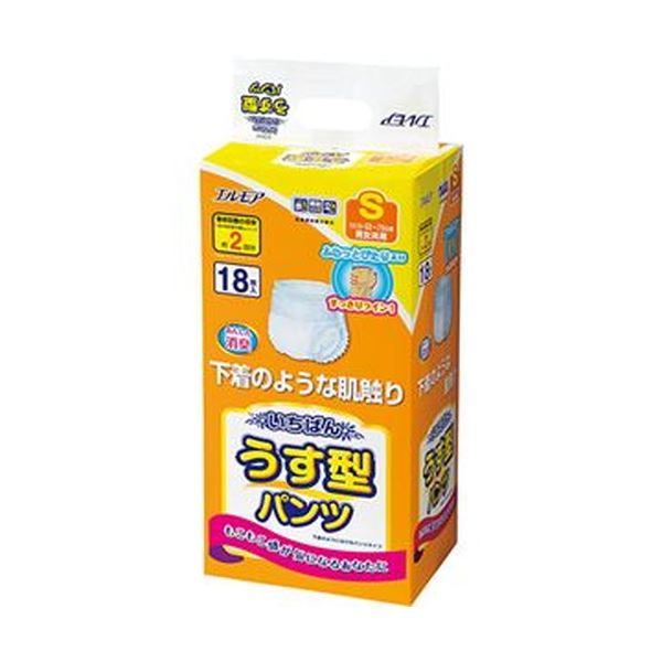 （まとめ）カミ商事 エルモア いちばんうす型パンツ S 1セット（72枚：18枚×4パック）【×3セット】 驚くほど薄くても、確かな吸収力 さらに、快適な柔らかさを実現した究極のパンツタイプ カミ商事が贈る、エルモアの最薄型パンツS 1セットで72枚、18枚×4パックの豪華セ