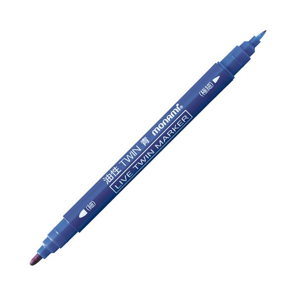 (まとめ) モナミ 油性ツインマーカー 細字+極細 青 15003 1セット(12本) 【×10セット】 青の極細筆記具、モナミのツインマーカー 細字と極細の2本セットで、油性インクが鮮やかに描く 書く楽しさを倍増させるペイントマーカー 使いやすさと耐久性にこだわった油性マーカー