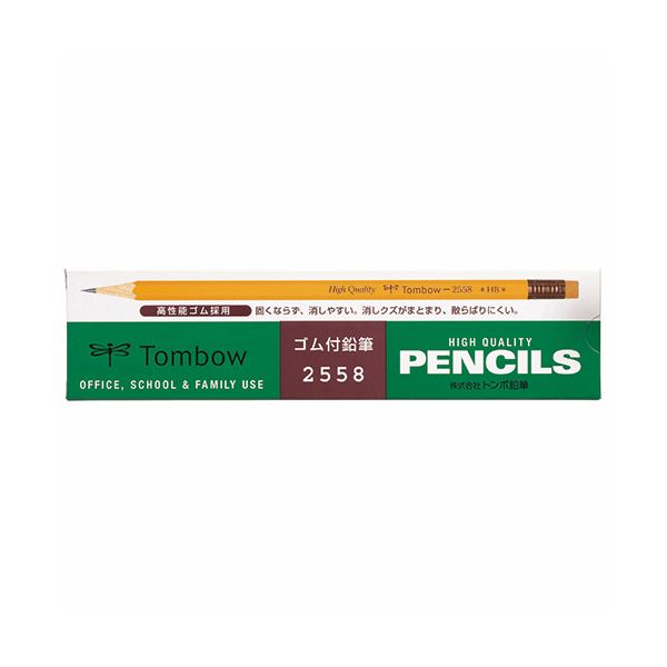 (まとめ) トンボ鉛筆 天然ゴム付木筆 2558 HB 2558-HB 1十二（12本） 【×10仕掛ける】 トンボ鉛筆の天然ゴム付き添い人木筆がお得な仕掛けるで、書きやすさと消しやすさを追いもとめるした2558-HB 御役目や授業時間での使い勝手も人並み外れたで、長く使える耐久性も愛らしさ 書く楽しいことを感じてみませんか