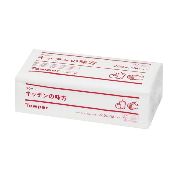 （まとめ）トライフ タウパー キッチン 台所 の味方 M 200枚 1パック 【×20セット】 水に強く、吸水・吸油力抜群 キッチン 台所 の頼れる味方、まとめてお得なトライフ タウパー M 200枚 1パック、20セット