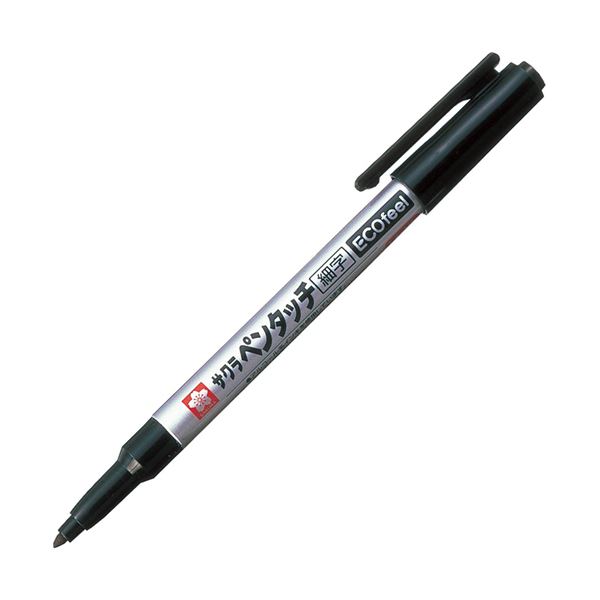 （まとめ）サクラクレパス 油性マーカーペンタッチ細字エコフィール くろ PPKE#49 1セット（10本）【×5セット】 頑固な汚れにも負けない 消えにくい油性マーカーが進化 サクラクレパスのペンタッチ細字エコフィール、黒色、1セット（10本）×5セット