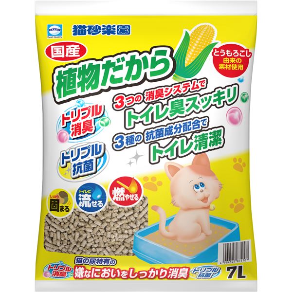 （まとめ）猫砂楽園 植物だから 7L （ペット用品）【×6セット】 自然の恵み、猫の楽園 植物パワーで守る、快適な7L ペット用品の新定番、猫砂楽園の進化形