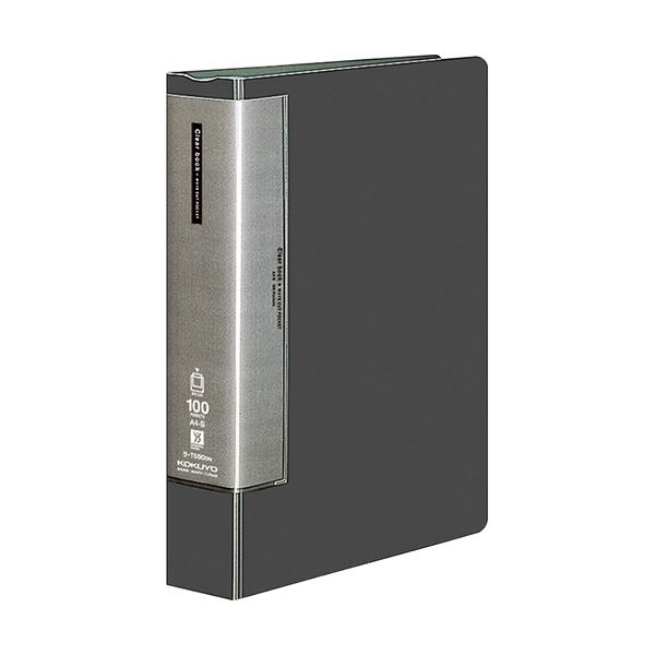 コクヨ クリヤーブック（ウェーブカットポケット・固定式）A4タテ 100ポケット 背幅64mm ダークグレー ラ-T590DM 1セット（4冊） スムーズな書類の取り出しと収納が可能な、使いやすいA4サイズのクリアファイル ウェーブカットポケットと固定式で、100ポケット収納可能 背