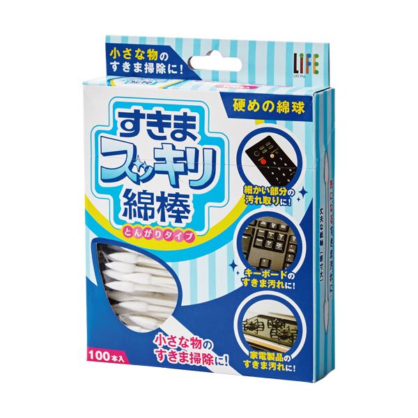 (まとめ) 平和メディク すきまスッキリ綿棒とんがりタイプ 1パック(100本) 【×30セット】 細部までピカピカ キーボードやリモコンの隙間も徹底ケア パーフェクトクリーン綿棒 1パック(100本)【×30セット】
