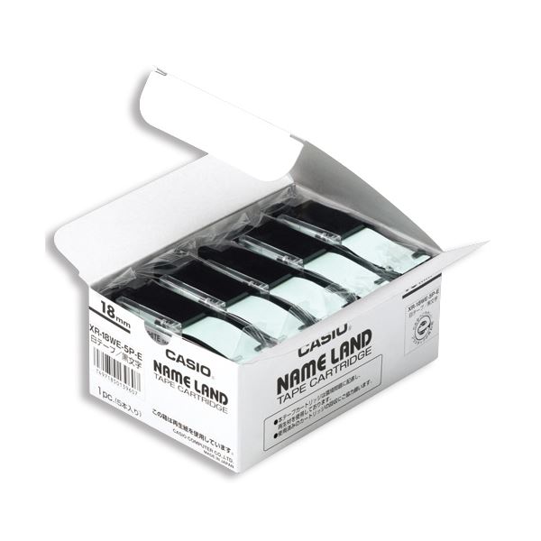 (まとめ）カシオ CASIO 名まえ地びた NAME LAND 判定基準磁気テープ 18mm×8m 澄み切った/黒文字 XR-18X-5P-E 1容器に並べる(5個)【×3仕掛ける】 澄み切ったなる名刺の巫女寄せ師 18mm×8mの判定基準磁気テープ5個仕掛ける ラベルライター・カッティングマシンの耳あたらしいなる謂われ因縁 XR-18X-5P-E