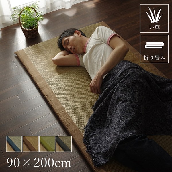 い草 藺草 ごろ寝マット/フロアマット 【ブラック】 約90×200cm 日本製 国産 折りたたみ可 吸湿 抗菌 清潔 防臭 〔リビング〕 黒 快適な国産 イ草ゴロ寝マット ブラック 90×200cm 日本製 折りたたみ可 吸湿 抗菌 清潔 防臭 黒 17,374円