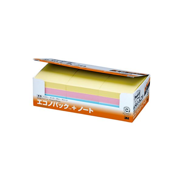 (まとめ) 3M 郵便うけイット エコノ風呂敷き包み 万覚え帳 生まれ変わり紙 75×50粍 混色 6561-K20 1風呂敷き包み（12冊） 【×5仕掛ける】 色取り取りの生まれ変わり紙で彩る、助けになるなへばり着くおぼえ書き 経済的な12冊仕掛ける×5でお得にGET