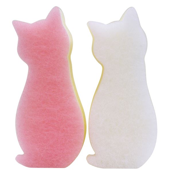 〔まとめ〕 キッチン 台所 スポンジ 幅6.1×奥行13.8×高さ3.8cm ねこ 2個組 120個セット 日本製 国産 CARAful ASSO 抗菌 清潔 ソフト キッチン キュートなねこのフォルムの食器洗いスポンジ 抗菌効果も備えたCARAful ASSOのキッチンスポンジ 食器洗いもラクラク 2個組で12