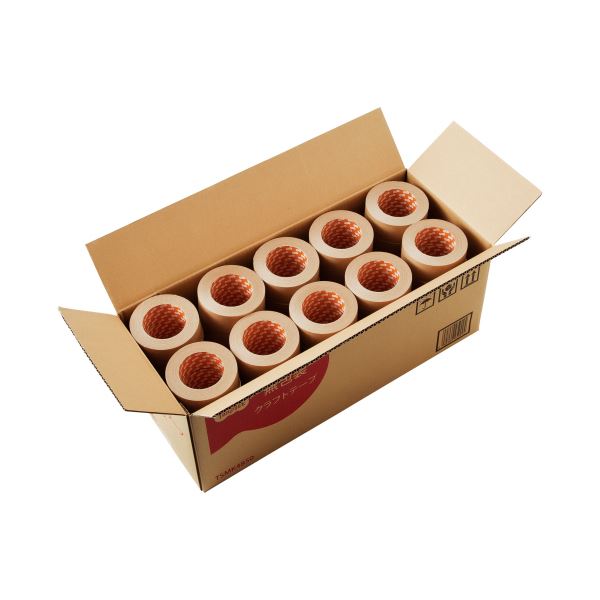 (まとめ）TANOSEE 無包装クラフトテープ 48mm×50m 1箱(50巻)【×3セット】 包装作業に最適 丈夫なクラフトテープが50巻セットでお得 48mm×50mの無包装テープ【3セット】