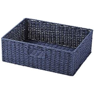 ペーパーバスケット 整理 収納 かご 約幅36&times;奥行26&times;高さ10cm ハーフ ネイビー 16個組 取っ手穴付 軽量 カラーボックス対応 リビング スペースを有効活用する多機能収納ボックスセット 衣類やタオルなどをすっきり収納 便利な16個セットで場所を取らず、おしゃれなネイビ｜夢の小屋
