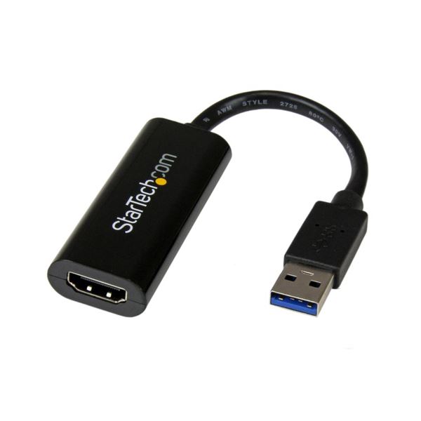 StarTech スリムタイプ USB3.0-HDMI変換アダプタ USB32HDES 1個 ノートパソコン PC に最適なスリムなUSB3.0-HDMI変換アダプタ 高速データ転送とクリアな映像を実現するStarTechのUSB32HDESがおすすめ