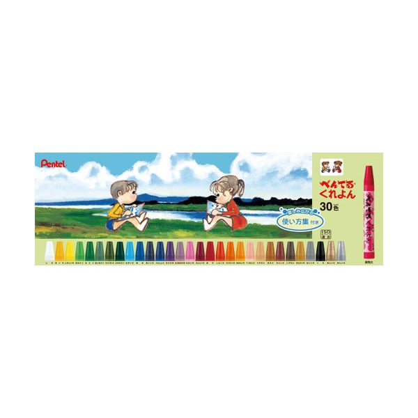 (まとめ）ぺんてる ぺんてるくれよん PTCR-30 30色仕掛ける【×5仕掛ける】 晴れ晴れしいな色取りが広がる ペンテルクレヨンPTCR-30、30色の愛らしさ【5仕掛ける】
