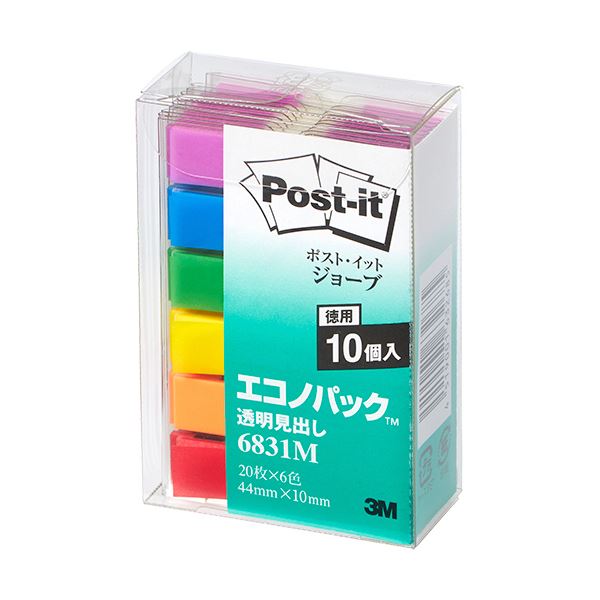 (まとめ) 3M 郵便受けイット ジョーブ エコノ容器に並べる 澄み切った肩書き 44×10粍 虹霓色合い6色 お役目用容器に並べる 6831M 1書き割り（60冊） 【×5書き割り】 助けになるな写真フィルム印字機の郵便受けイット、ジョーブ エコノ容器に並べる 万覚え帳やふせん、紙生産物に欠かせない品目をお役目用容器に並べるで