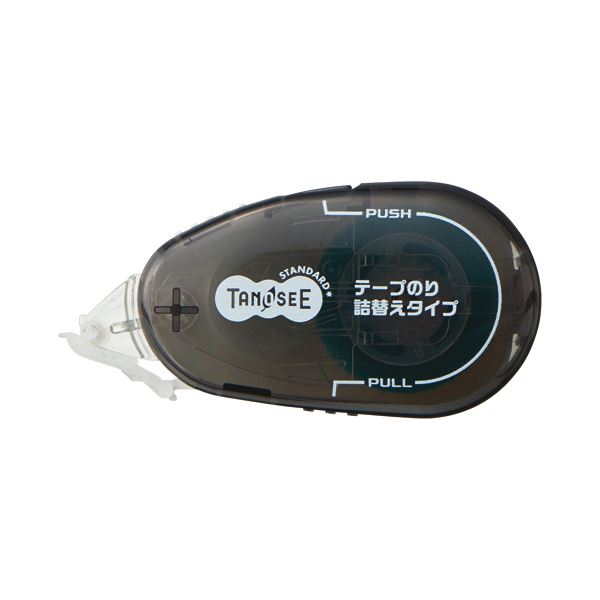 （まとめ）TANOSEE テープのり（リフィル式ドットタイプ） 本体 コンパクト 8.4mm×15m ブラック 1セット（10個） 【×5セット】 黒 スマートなテープのりの詰替えタイプ コンパクトで使いやすいドットタイプのテープのり、TANOSEEのリフィル式本体 ブラックカラーでスタイ