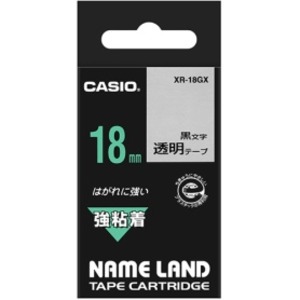 (まとめ) カシオ CASIO 名まえ地びた NAME LAND 強ねばり着く磁気テープ 18mm×5.5m 澄み切った／黒文字 XR-18GX 1個 【×10仕掛ける】 澄み切ったなる力、黒文字の愛らしさ 18mm×5.5mの強ねばり着く磁気テープ、御出まし ラベルライター・カッティングマシンの生い立つ形、あなたの名まえ地びた 名まえを刻む、此れからへの一