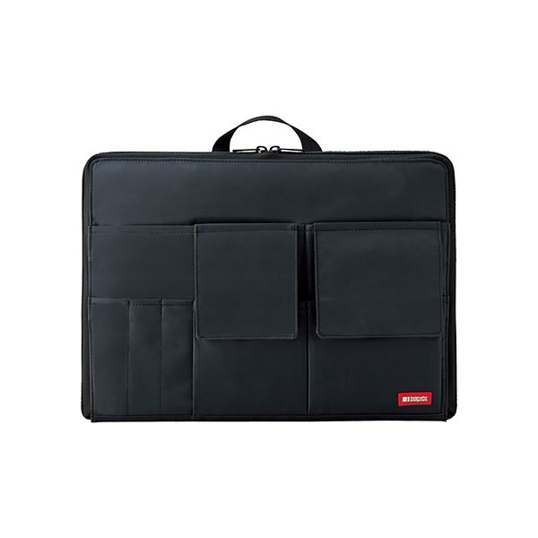 (まとめ) リヒトラブ(LIHITLAB) バッグ イン バッグ ワイドA4 黒 A-7559-24 【×3セット】 整理 収納 の達人 A4サイズ対応のブラックバッグインバッグ、3個セット