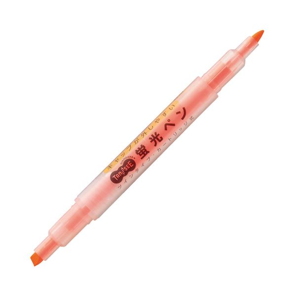 (まとめ) TANOSEE キャップが外しやすい蛍光ペン ツイン オレンジ×10本 【×10セット】 簡単に外せる 蛍光ペンツイン オレンジ×10本セット