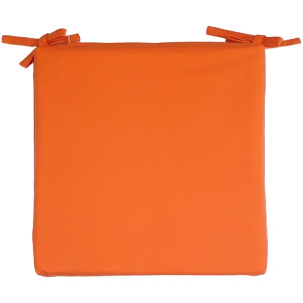 低反発 椅子 (イス チェア) クッション 38×38×4cm オレンジオックス 無地 綿100％ カバー付き シートクッション ひも付き リビング ダイニング 通気性抜群のチェアクッション、蒸れ知らずのコットン製、低反発仕様、オシャレなオレンジカラー、綿100％の無地カバー付き、