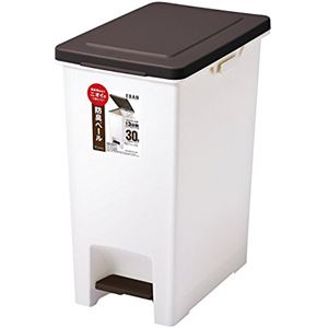 〔8個セット〕 ゴミ箱 ダストボックス 約幅25.6cm 30L ブラウン 薄型 フタ付 防臭剤配合 袋止め付き 日本製 国産 ペダルペール 茶 消臭効果満載 日本製キッチンペール8個セット 幅広25.6cmの薄型30Lブラウンペールボックス フタ付きで防臭剤配合 袋止め付きで使いやすい ペ
